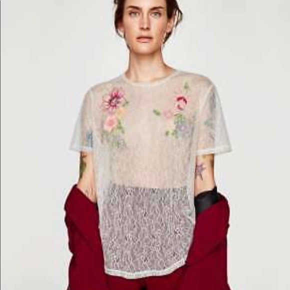 Zara Tops - Zara Floral Lace Top